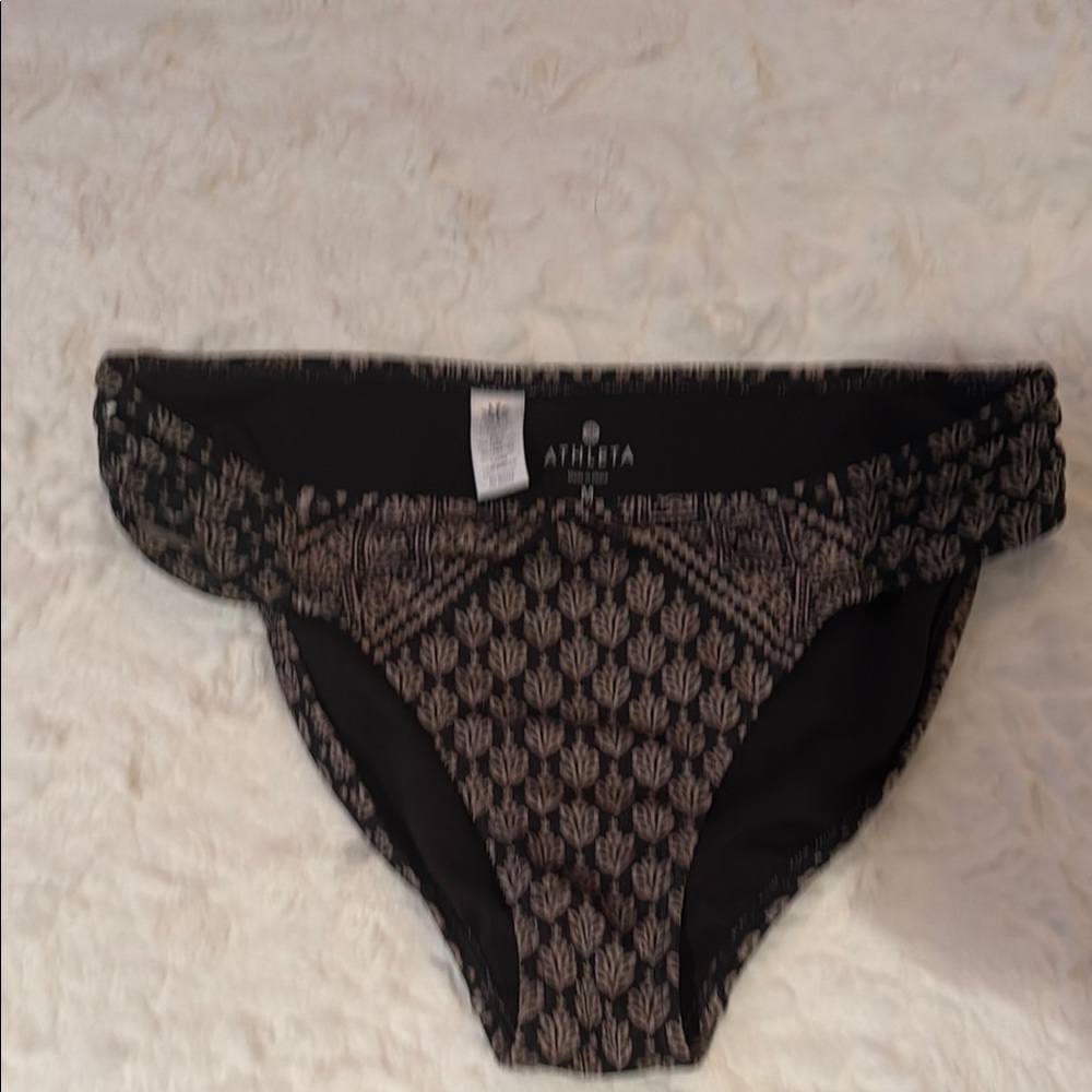 Athleta Black and Tan Patterned Swim Bottom